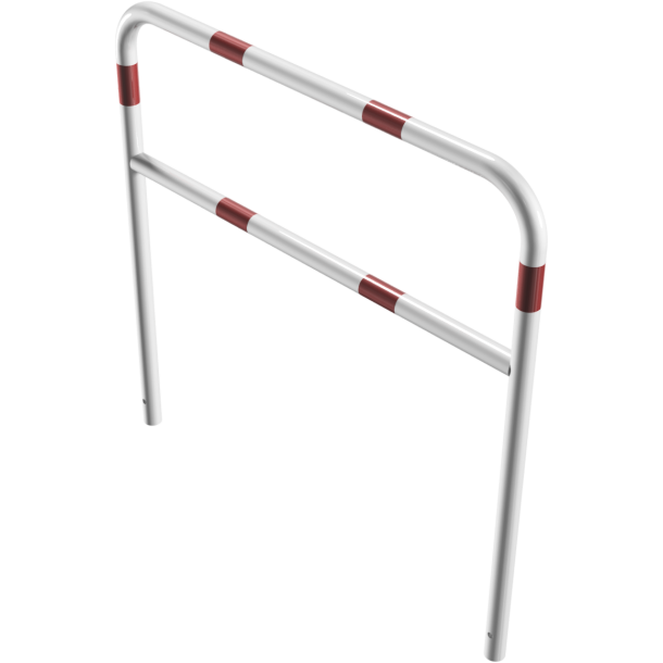 Hoop of steel tube |  48 x 2,5 mm | with cross bar | for casting in concrete | total width 1200 mm | total height 1200 mm | hot-dip galvanized and white coatedwith red reflecting stripes